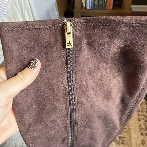 Calvin Klein Womens Faux Suede Wedge Knee-High Boots womens 10 - Picture 2 of 8